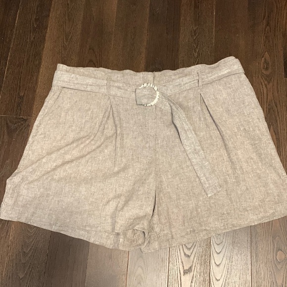 Addition Elle Belted Linen Shorts - Picture 3 of 15